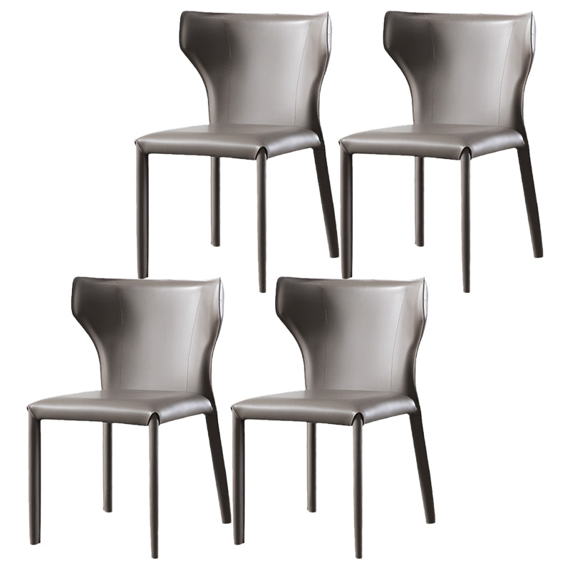 Chaise sans bras de salle à manger contemporaine en métal, chaises de salle à manger en cuir pour usage domestique