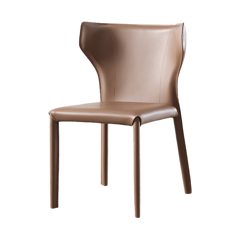 Chaise sans bras de salle à manger contemporaine en métal, chaises de salle à manger en cuir pour usage domestique