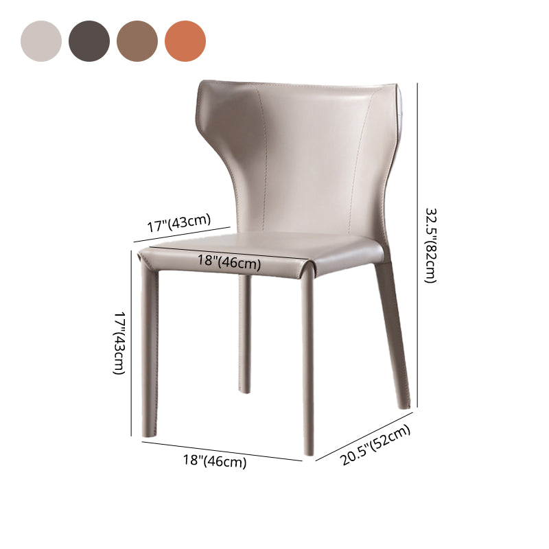 Chaise sans bras de salle à manger contemporaine en métal, chaises de salle à manger en cuir pour usage domestique