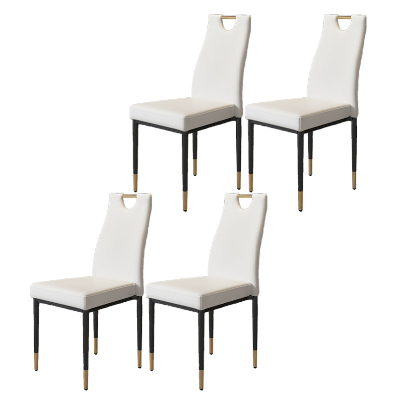 Chaise d'appoint empilable en cuir Chaise de salle à manger moderne à dossier solide (Ensemble de 4)