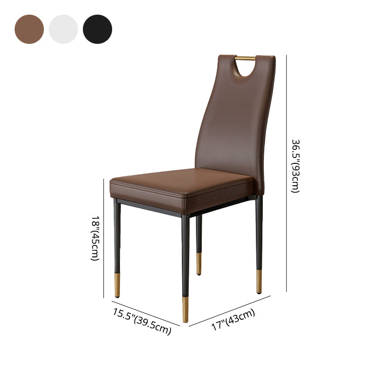 Chaise d'appoint empilable en cuir Chaise de salle à manger moderne à dossier solide (Ensemble de 4)