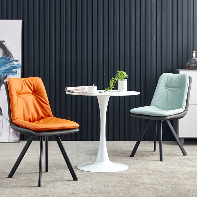 Home Industrial Side Chair Solid Back Metal Polsterte Esszimmerstuhl