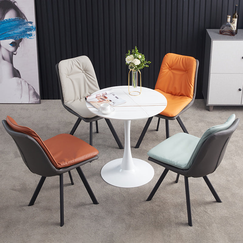 Home Industrial Side Chair Solid Back Metal Polsterte Esszimmerstuhl