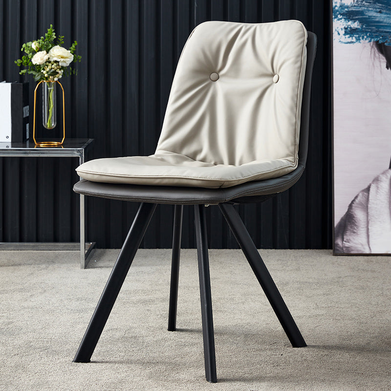 Home Industrial Side Chair Solid Back Metal Polsterte Esszimmerstuhl