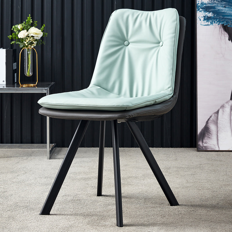 Home Industrial Side Chair Solid Back Metal Polsterte Esszimmerstuhl