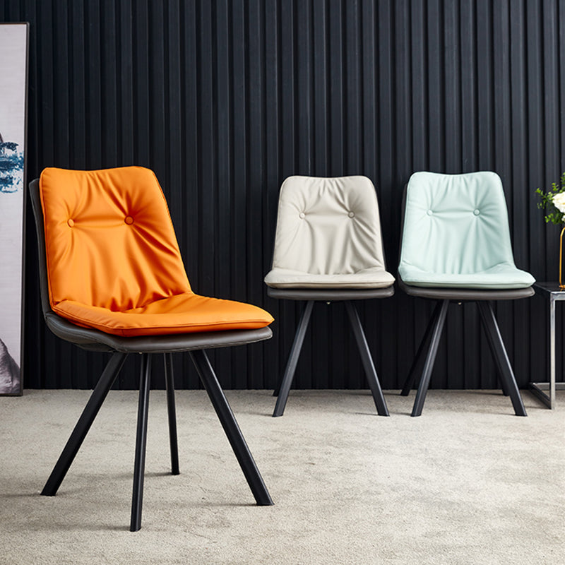 Home Industrial Side Chair Solid Back Metal Polsterte Esszimmerstuhl