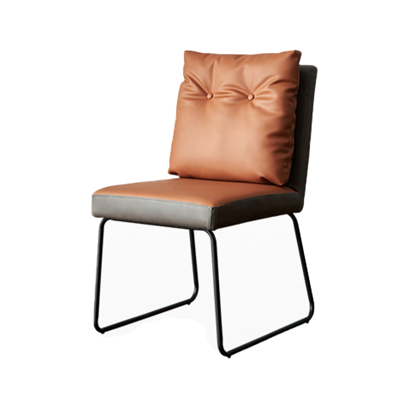 Contemporary Metal Dining Armless Chair Faux Leather Dining Chairs for Home Use