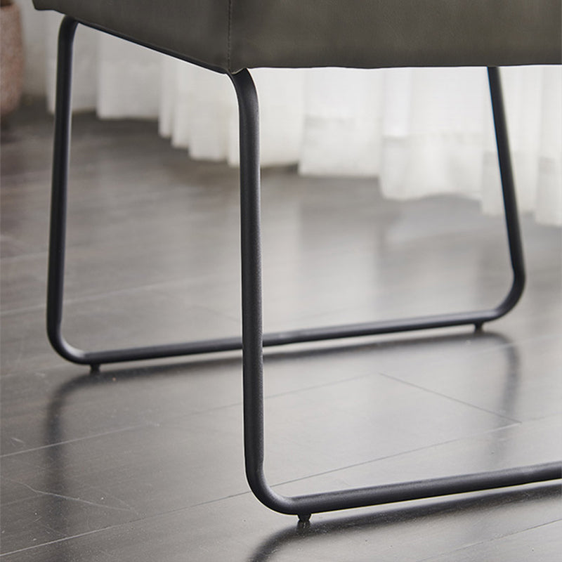 Contemporary Metal Dining Armless Chair Faux Leather Dining Chairs for Home Use