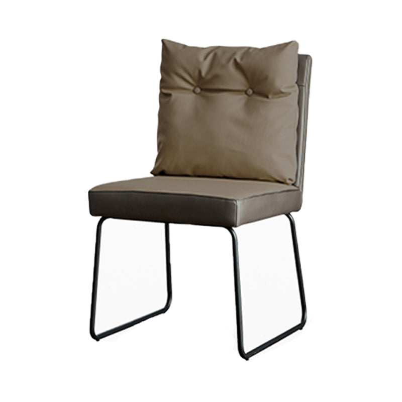 Contemporary Metal Dining Armless Chair Faux Leather Dining Chairs for Home Use