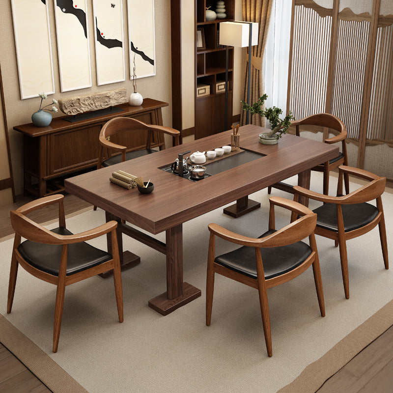 Traditional Style Ash Wood Chairs Kitchen Dining Open Back Arm Chairs Set