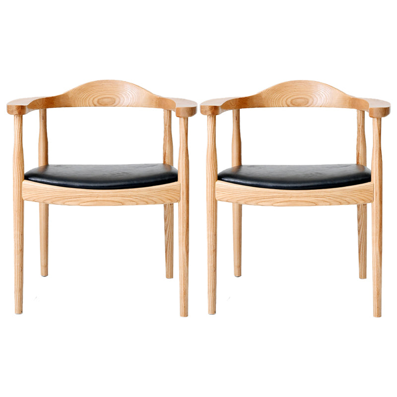 Traditional Style Ash Wood Chairs Kitchen Dining Open Back Arm Chairs Set