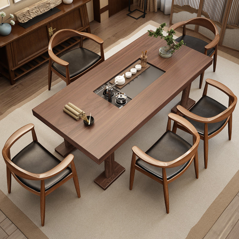 Traditional Style Ash Wood Chairs Kitchen Dining Open Back Arm Chairs Set