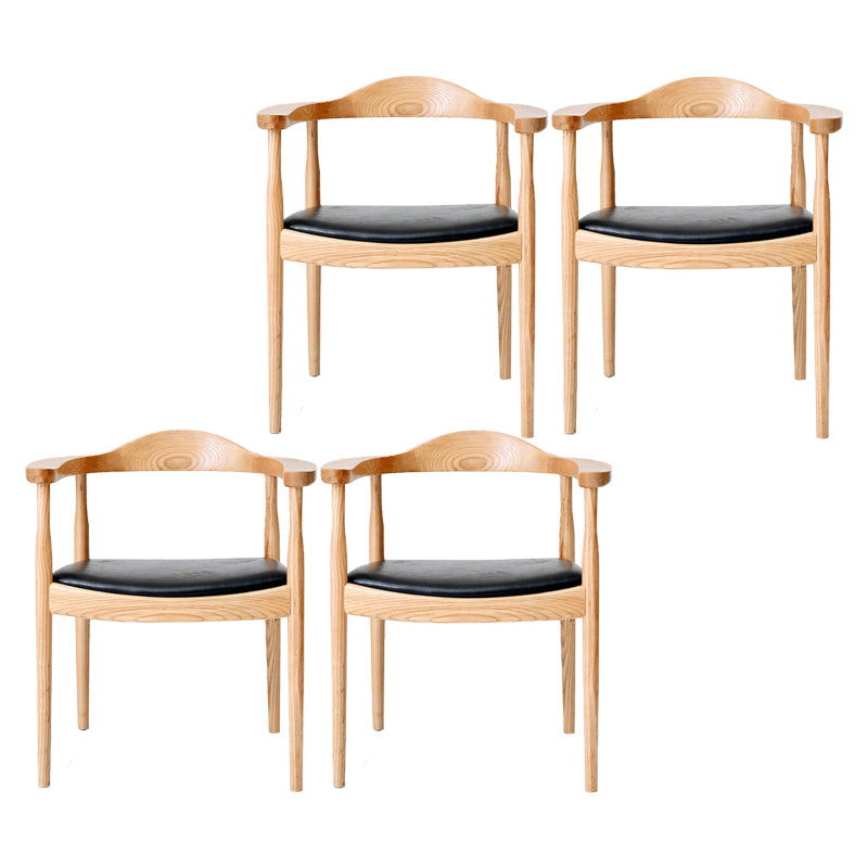 Traditional Style Ash Wood Chairs Kitchen Dining Open Back Arm Chairs Set