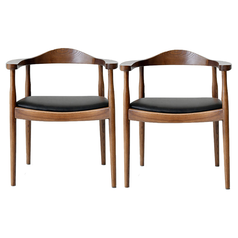 Traditional Style Ash Wood Chairs Kitchen Dining Open Back Arm Chairs Set
