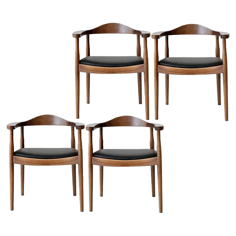 Traditional Style Ash Wood Chairs Kitchen Dining Open Back Arm Chairs Set
