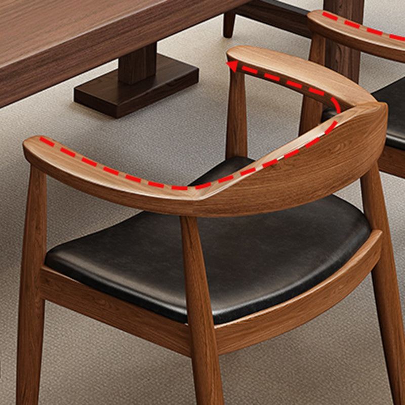 Traditional Style Ash Wood Chairs Kitchen Dining Open Back Arm Chairs Set