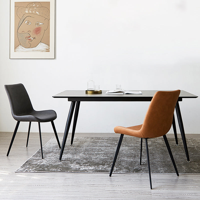 Chaise d'appoint moderne en cuir, finition mate, dossier solide (Ensemble de 2)