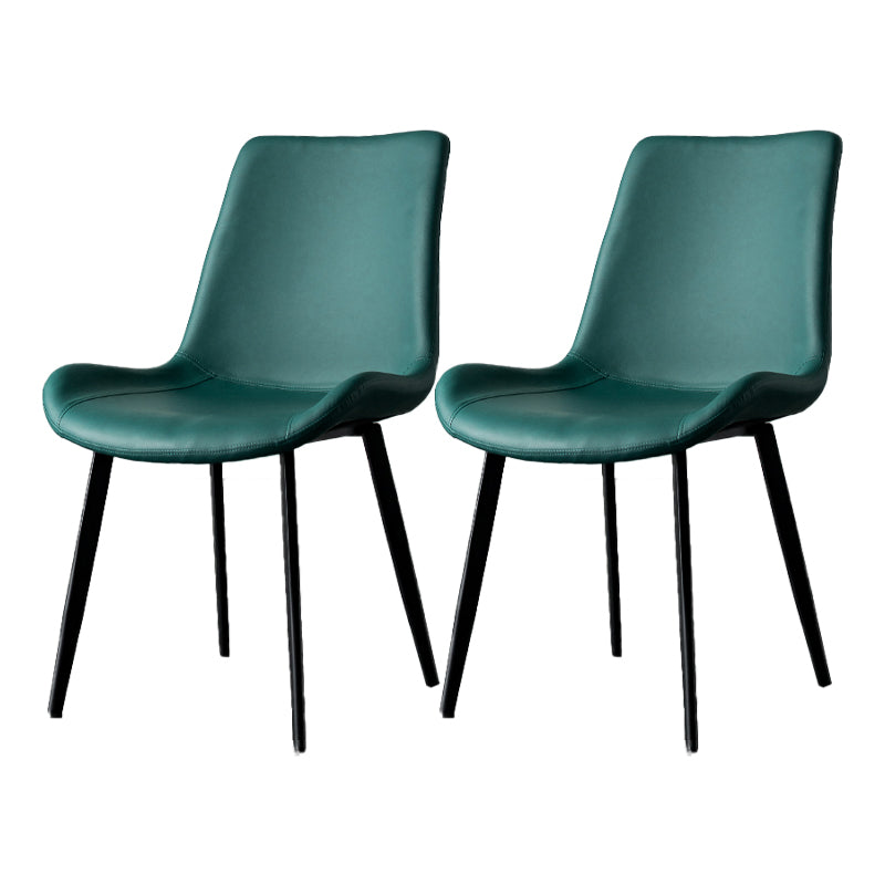 Chaise d'appoint moderne en cuir, finition mate, dossier solide (Ensemble de 2)