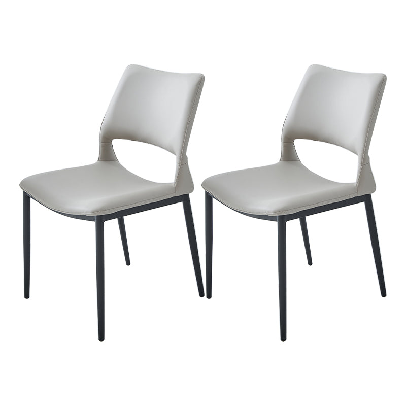 Chaise d'appoint de restaurant en cuir moderne, finition mate, chaise de salle à manger à dossier ouvert (Ensemble de 2)