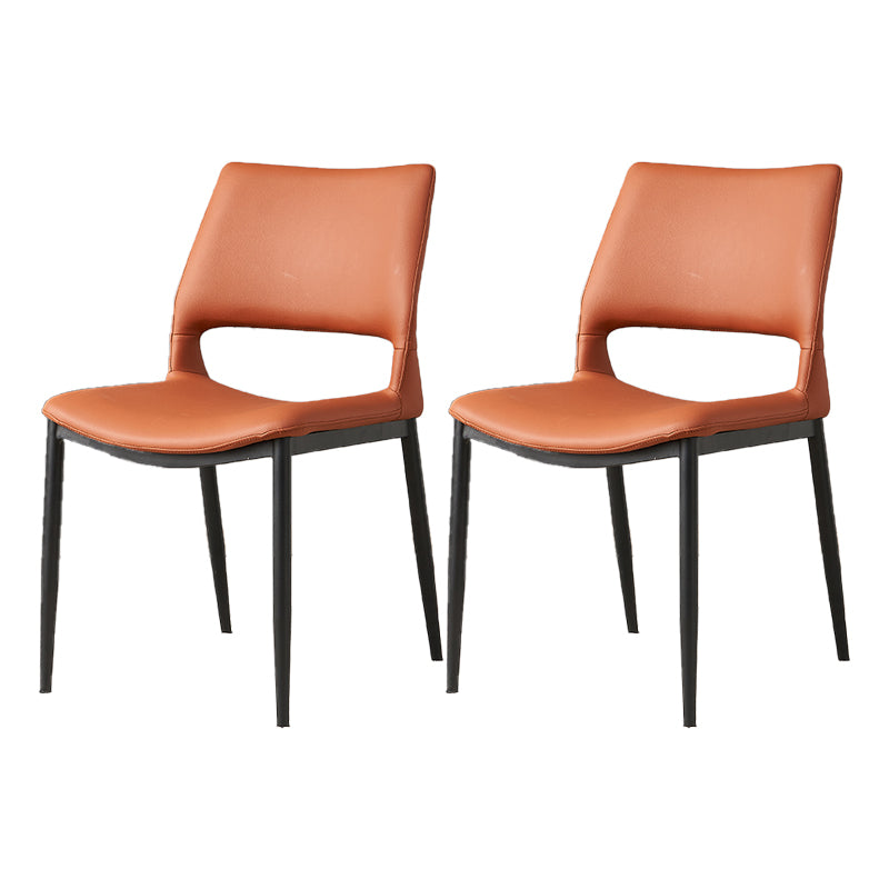 Chaise d'appoint de restaurant en cuir moderne, finition mate, chaise de salle à manger à dossier ouvert (Ensemble de 2)