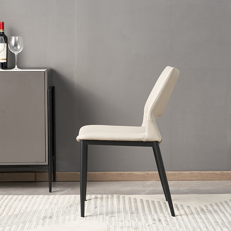 Chaise d'appoint de restaurant en cuir moderne, finition mate, chaise de salle à manger à dossier ouvert (Ensemble de 2)