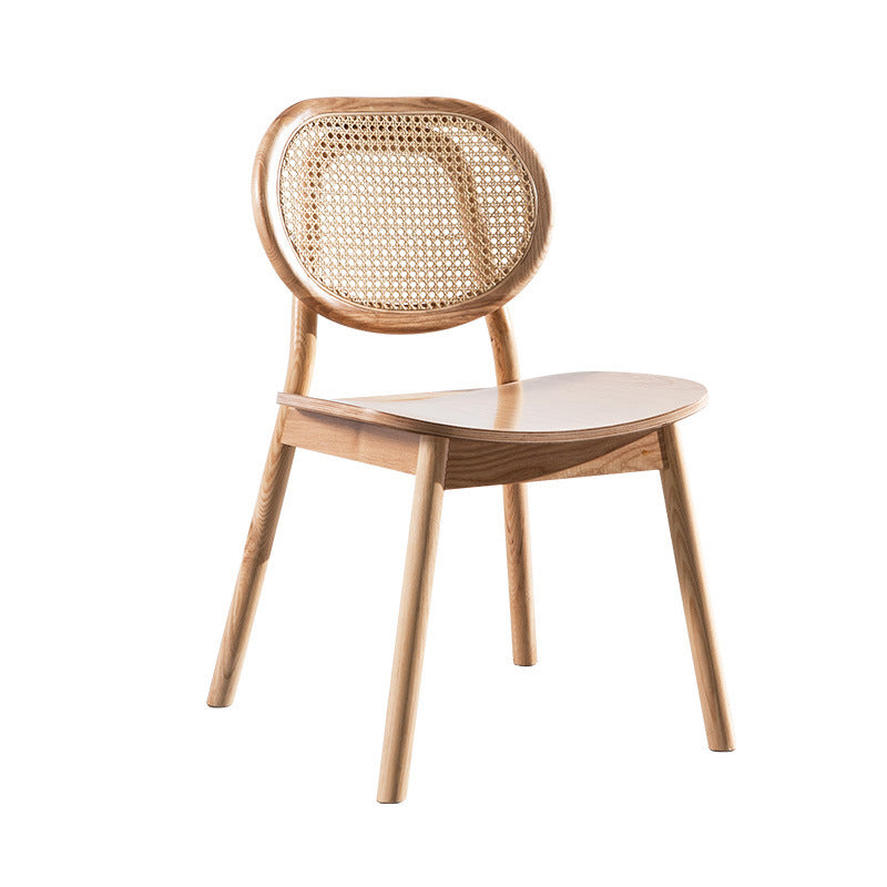 Sillas de madera de roble de estilo tradicional, silla lateral con respaldo abierto para cocina y comedor