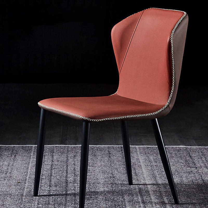 Silla lateral de comedor de diseño moderno, silla de cuero sin brazos para el hogar