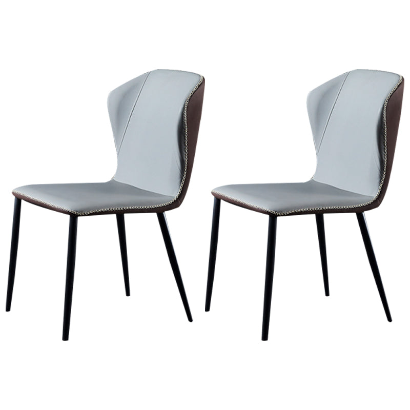 Silla lateral de comedor de diseño moderno, silla de cuero sin brazos para el hogar