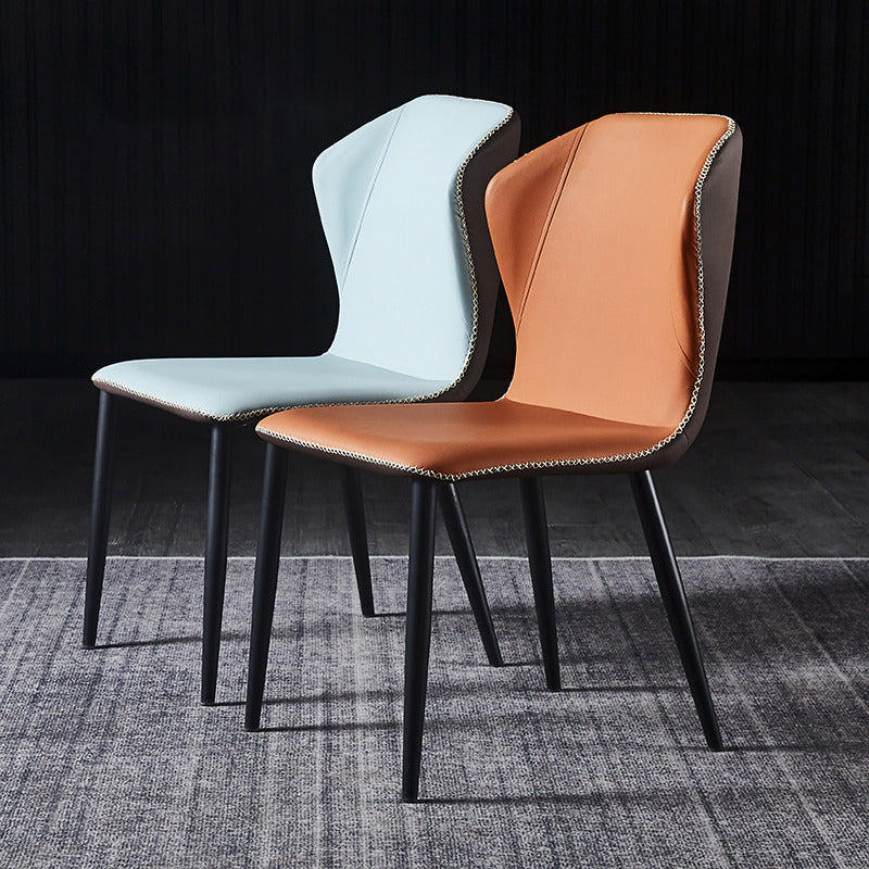 Silla lateral de comedor de diseño moderno, silla de cuero sin brazos para el hogar