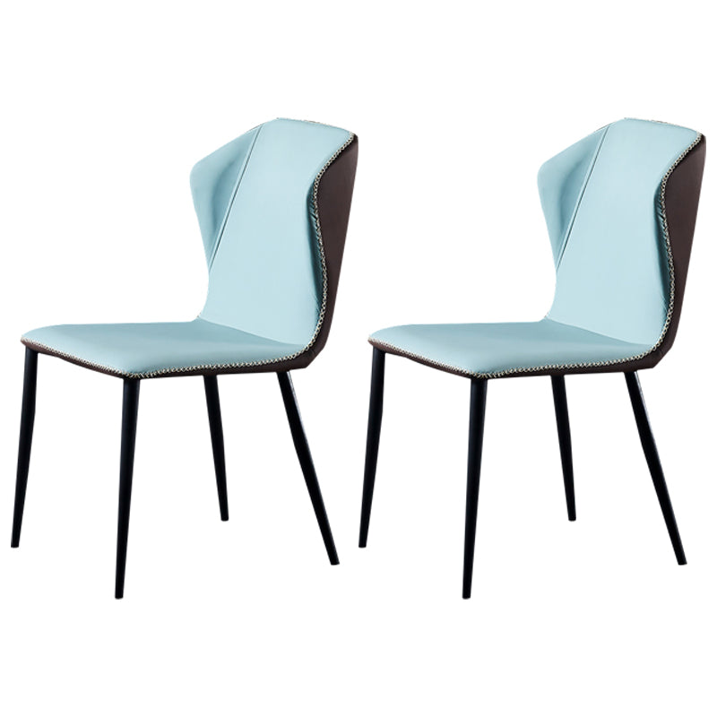 Silla lateral de comedor de diseño moderno, silla de cuero sin brazos para el hogar
