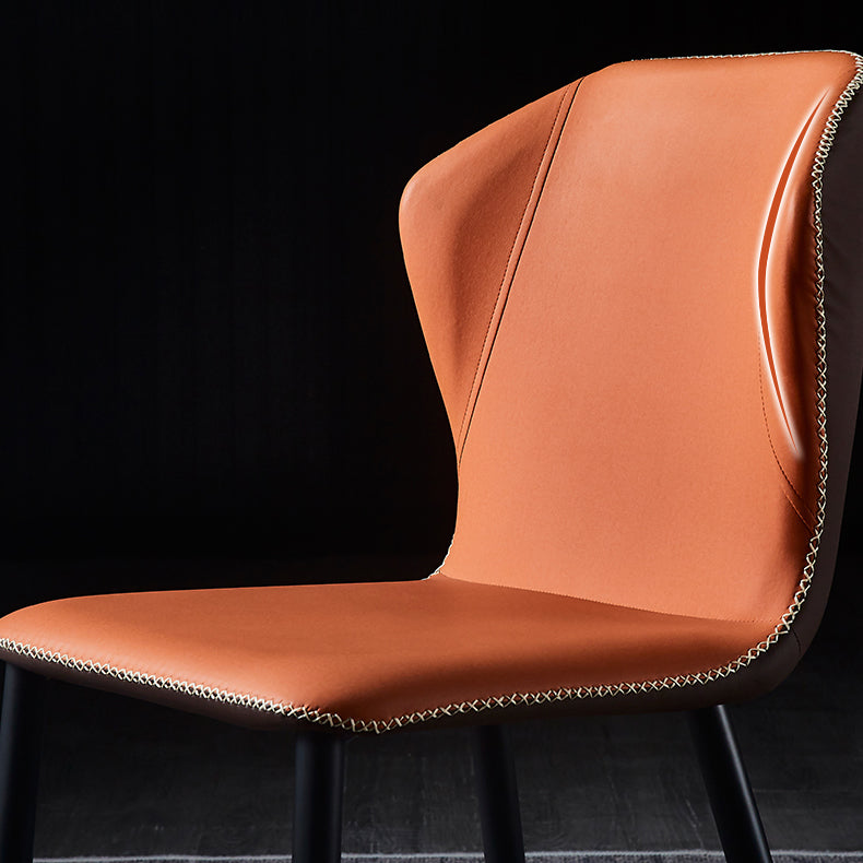 Silla lateral de comedor de diseño moderno, silla de cuero sin brazos para el hogar
