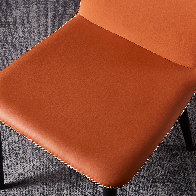 Silla lateral de comedor de diseño moderno, silla de cuero sin brazos para el hogar