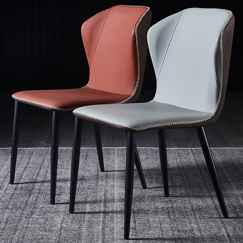Silla lateral de comedor de diseño moderno, silla de cuero sin brazos para el hogar