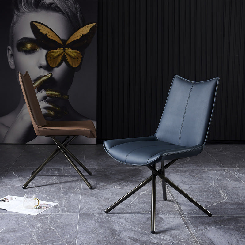 Sillas laterales de comedor con respaldo sólido de estilo industrial, sillas de comedor de cuero para cocina