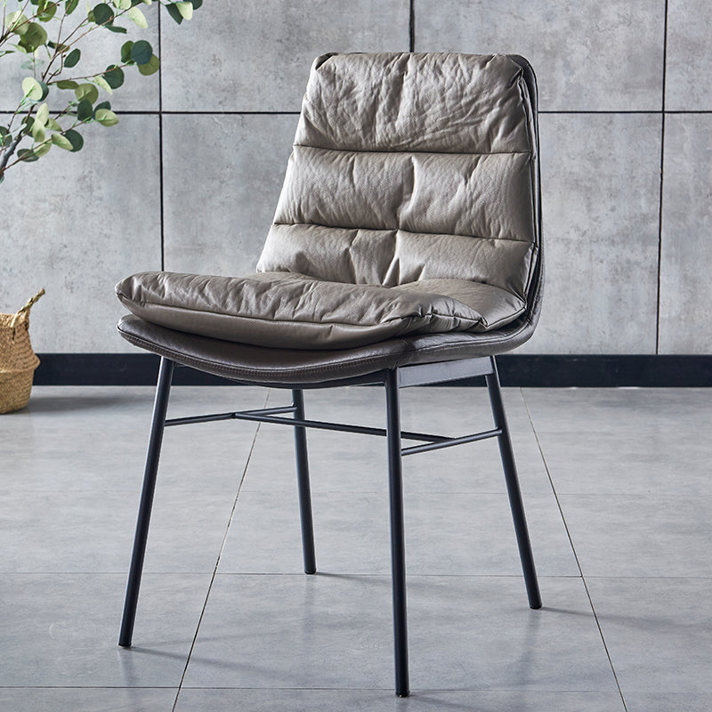 Modern Design Leather Dining Side Chair Upholstered Solid Back Armless Chairs