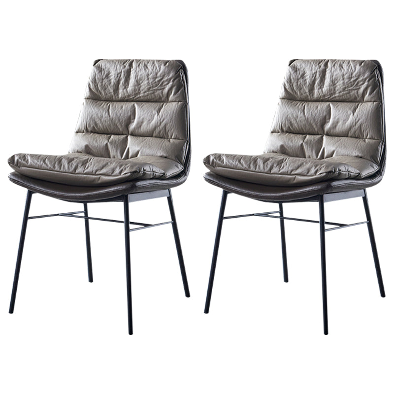 Modern Design Leather Dining Side Chair Upholstered Solid Back Armless Chairs