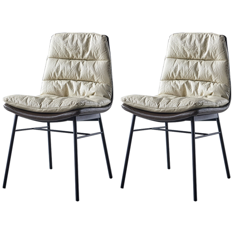 Modern Design Leather Dining Side Chair Upholstered Solid Back Armless Chairs