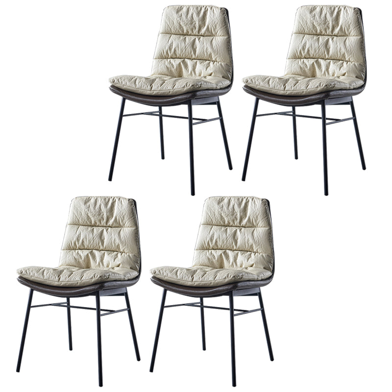 Modern Design Leather Dining Side Chair Upholstered Solid Back Armless Chairs