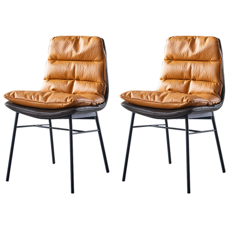 Modern Design Leather Dining Side Chair Upholstered Solid Back Armless Chairs