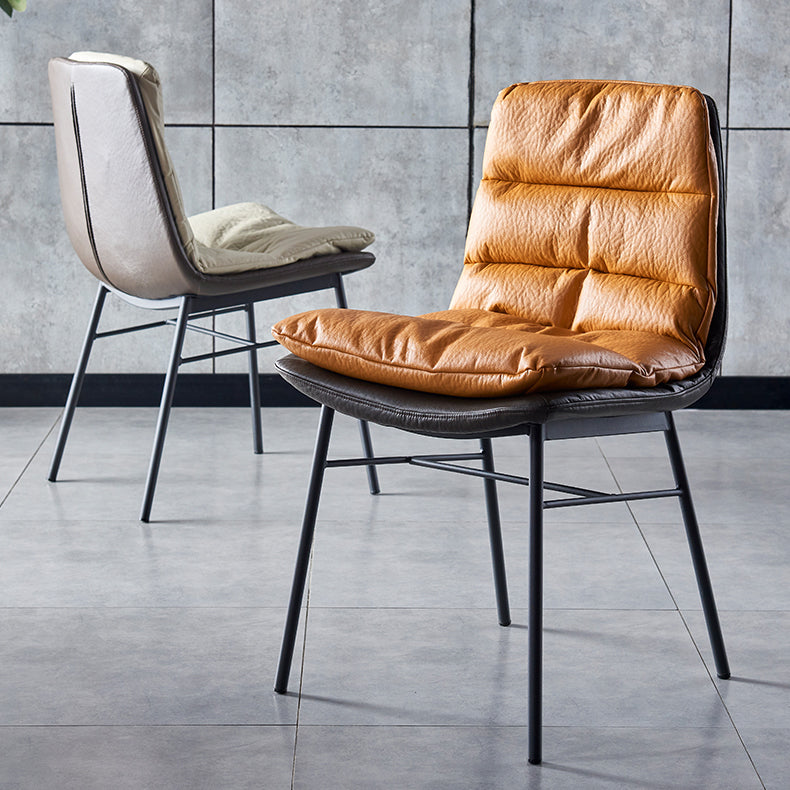 Modern Design Leather Dining Side Chair Upholstered Solid Back Armless Chairs
