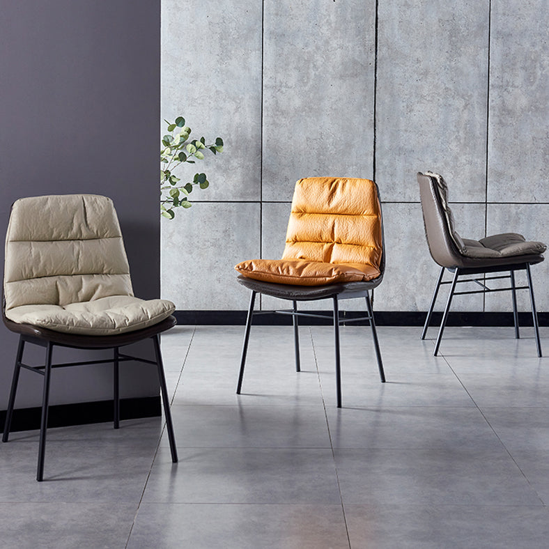 Modern Design Leather Dining Side Chair Upholstered Solid Back Armless Chairs