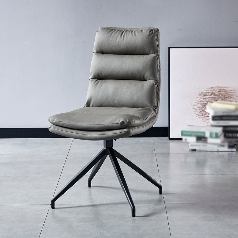 Contemporary Style Leather Dining Side Chairs Solid Back Chair for Kitchen
