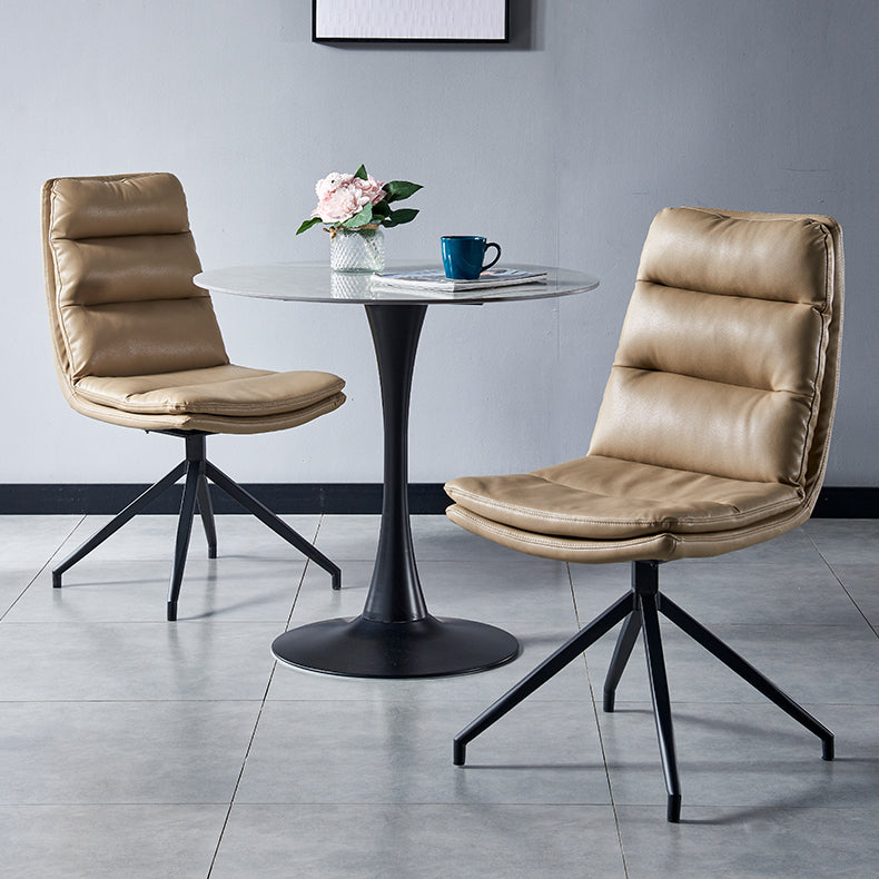 Sillas laterales de comedor de cuero de estilo contemporáneo Silla con respaldo sólido para cocina