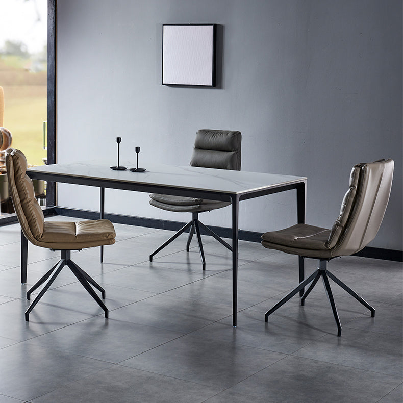 Sillas laterales de comedor de cuero de estilo contemporáneo Silla con respaldo sólido para cocina