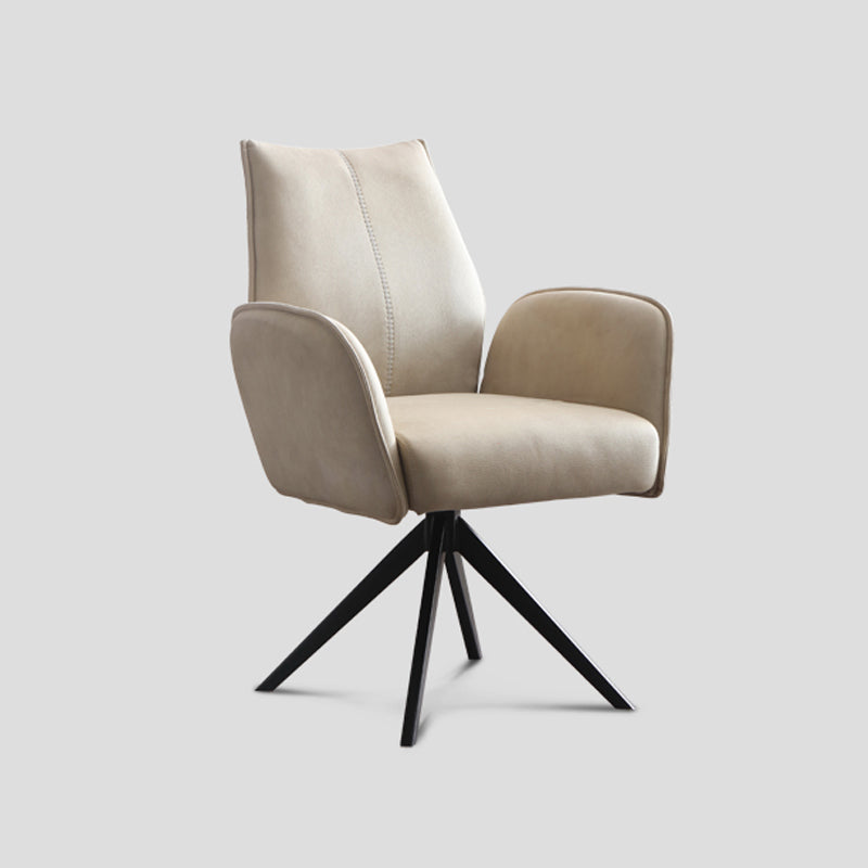 Contemporary Design Faux Leather Dining Chairs Solid Back Arm Side Chairs for Home