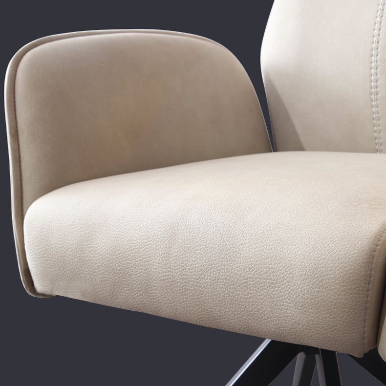 Sillas de comedor de piel sintética de diseño contemporáneo, sillas laterales con brazo trasero sólido para el hogar