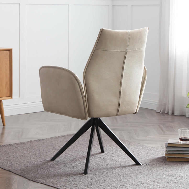 Sillas de comedor de piel sintética de diseño contemporáneo, sillas laterales con brazo trasero sólido para el hogar