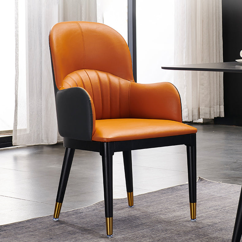 Silla lateral de comedor de cuero de diseño contemporáneo, sillón con respaldo sólido para uso doméstico