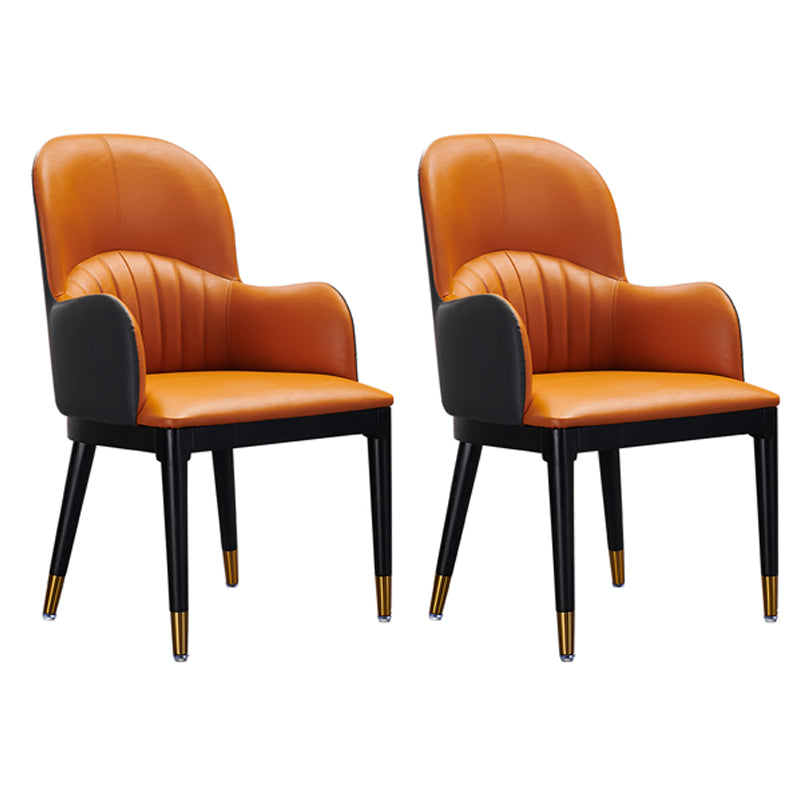 Silla lateral de comedor de cuero de diseño contemporáneo, sillón con respaldo sólido para uso doméstico