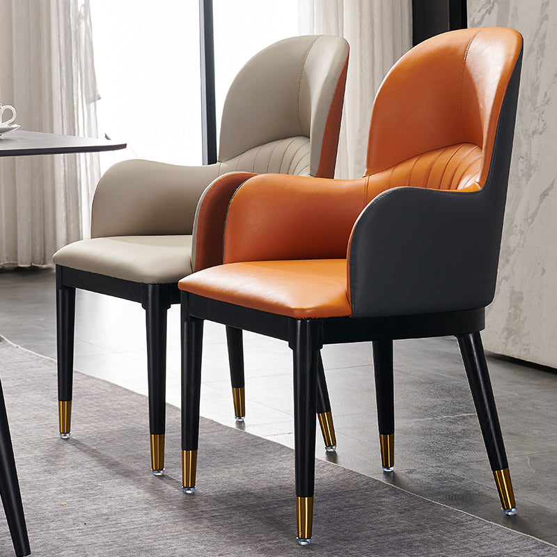 Silla lateral de comedor de cuero de diseño contemporáneo, sillón con respaldo sólido para uso doméstico